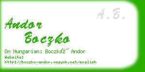 andor boczko business card